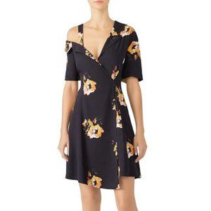 A.L.C. Lucia Black & Saffron Floral Asymmetrical Mini Dress